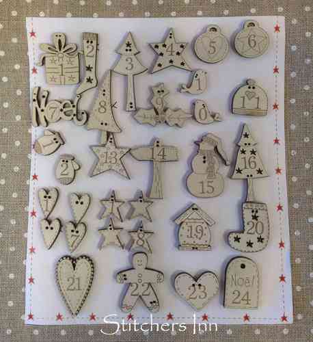 Christmas Advent Buttons ✸ White