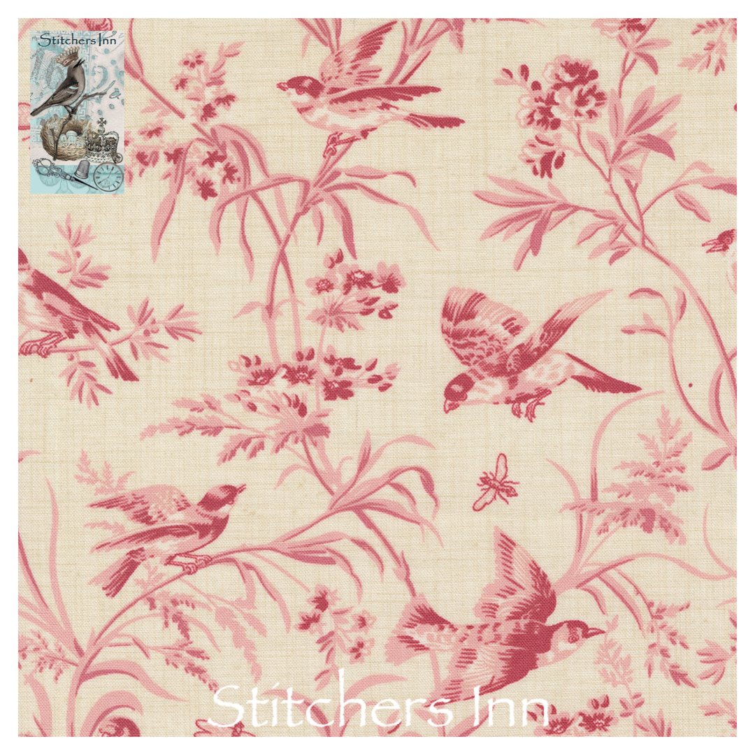 Birds Pearl Faded Red - Antoinette